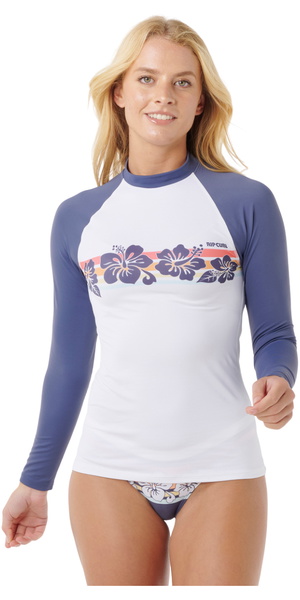 2025 Rip Curl Womens Waikiki Waves UPF Long Sleeve Rash Vest 18ZWRV - Navy